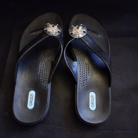 OKA b. Shoes Oka B Flip Flop Sandals With Starfish Accent Size